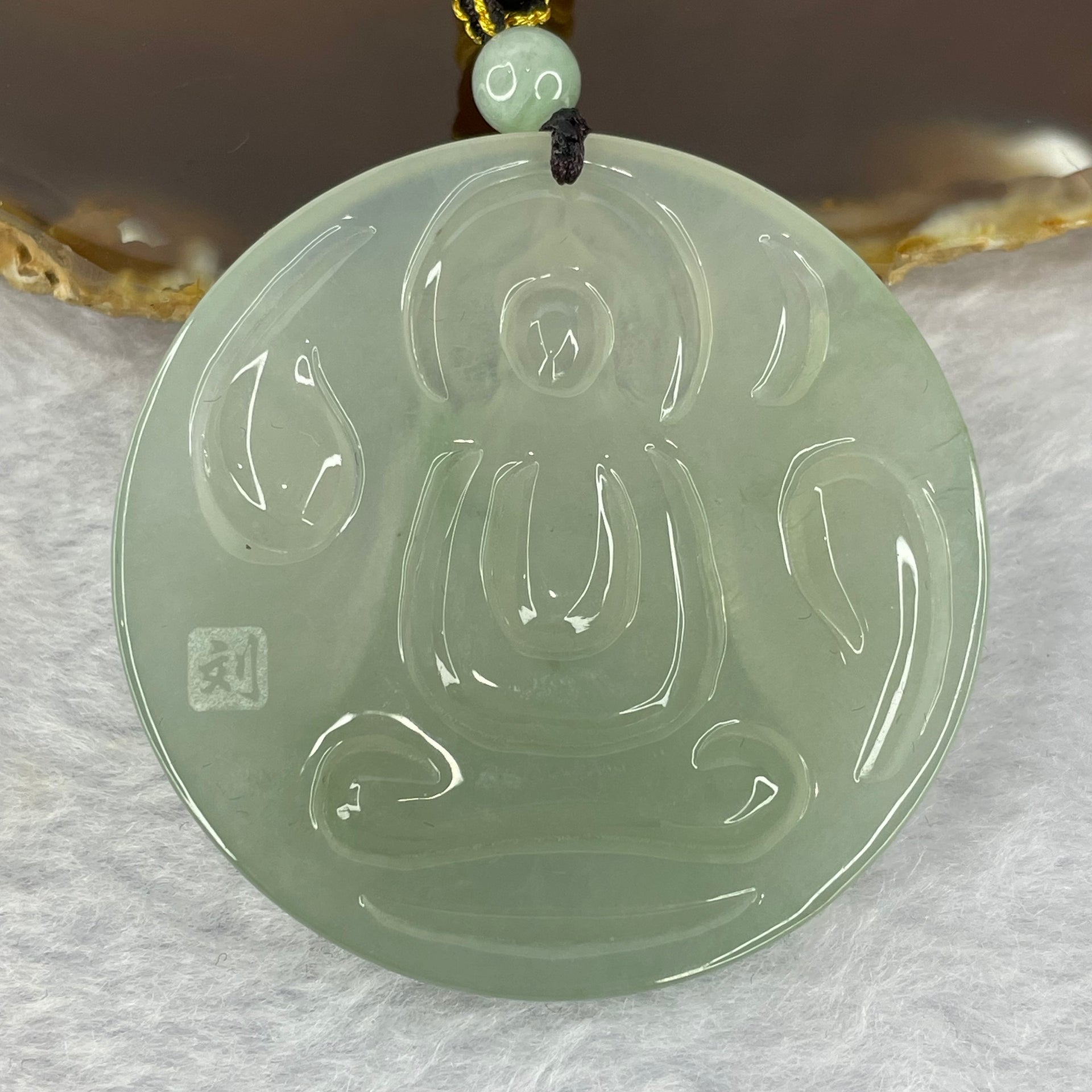 Grand Master Icy Type A Faint Green Buddha 佛光普照 - Huangs Jadeite and Jewelry Pte Ltd