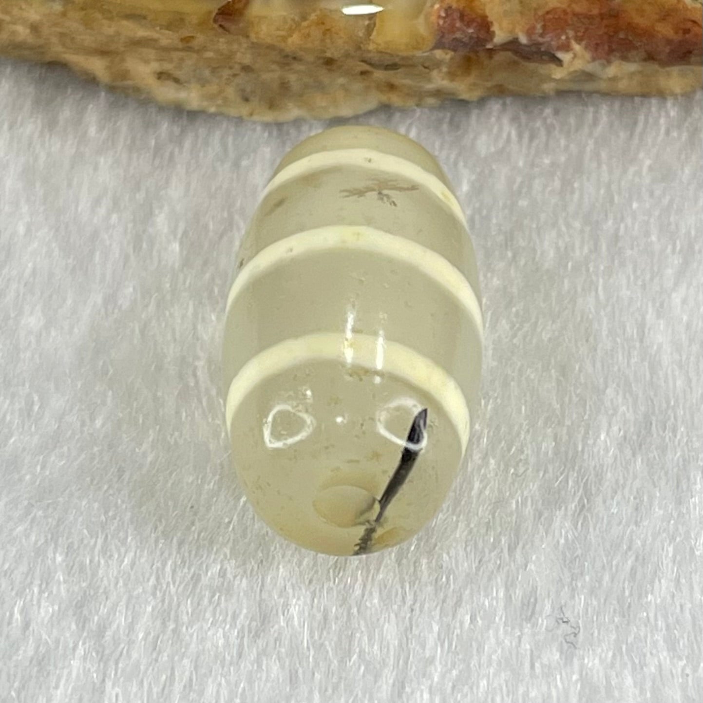 Natural Powerful Tibetan Old Oily Agate 3-Lines Dzi Bead Heavenly Master (Tian Zhu) 三行天诛 3.26g 19.5 by 10.6mm - Huangs Jadeite and Jewelry Pte Ltd