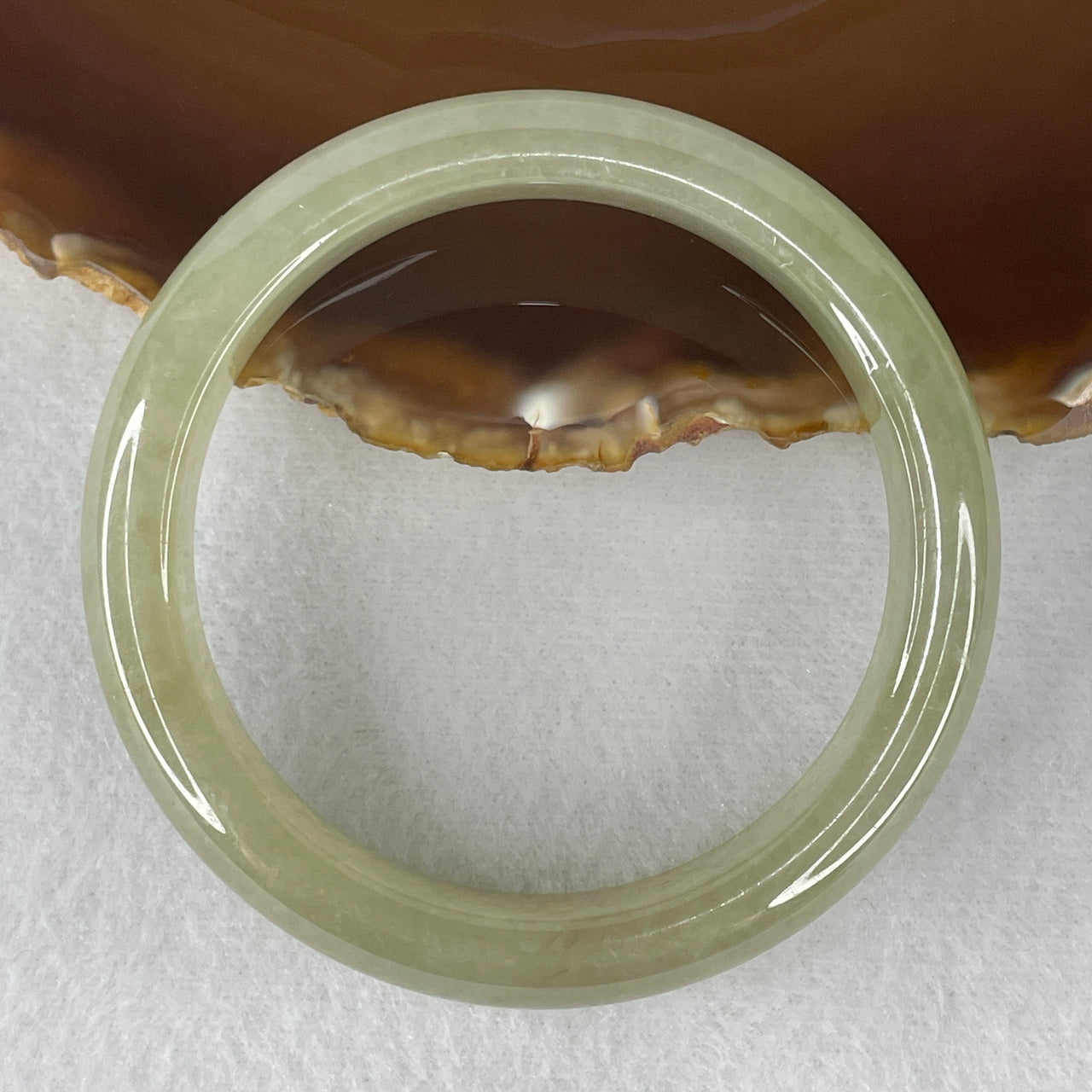 Certified Natural Type A Jelly Yellowish-Green Jadeite Bangle | High-Translucency Myanmar Feicui "Gold & Jade Harmony" Supreme Abundance Bangle (60.33g 13.0x8.2mm | 57.2mm Inner Diameter | Close to Perfect)
