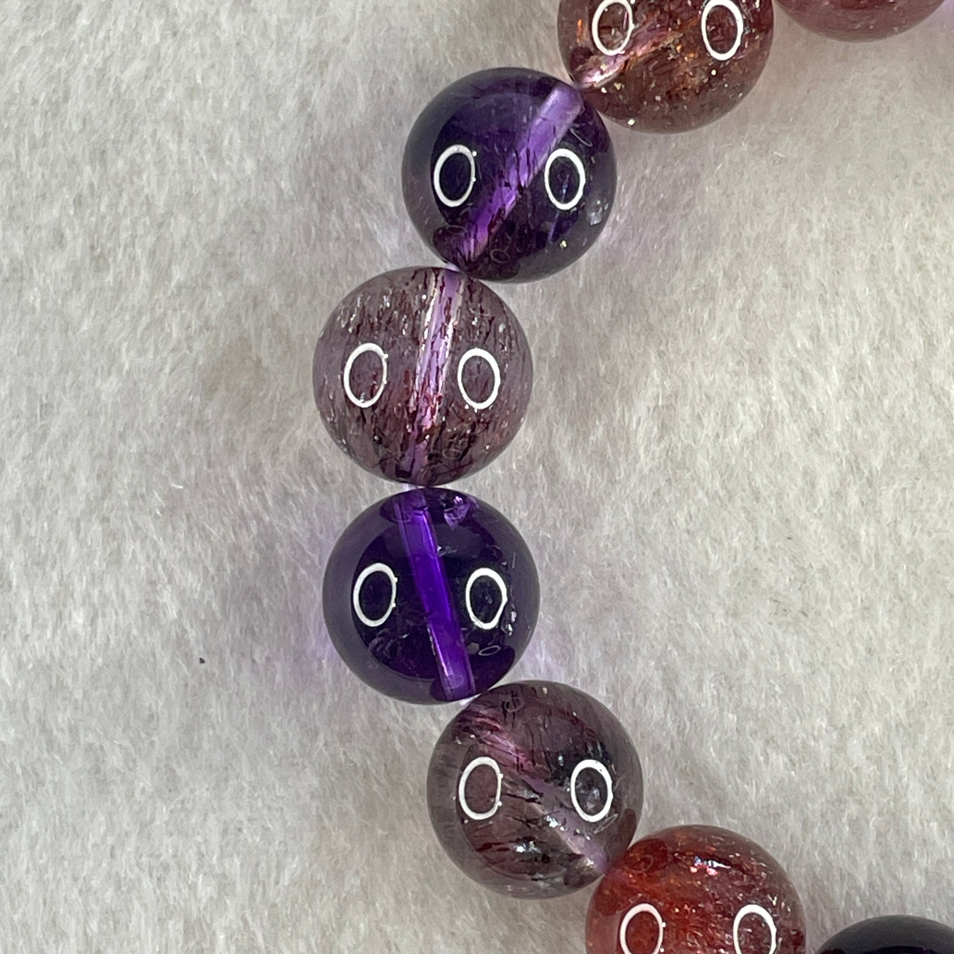 Very Very Good Natural Super 7 Beads Bracelet 39.96g 12.3mm 15cm 16Beads - Huangs Jadeite and Jewelry Pte Ltd