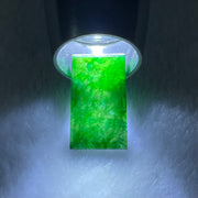 Rare Good Grade Type A Old Mine Spicy Green Jadeite Rectangle Wu Shi Pai Stone Setting 1.45g 22.5 by  12.7 by 1.7mm - Huangs Jadeite and Jewelry Pte Ltd