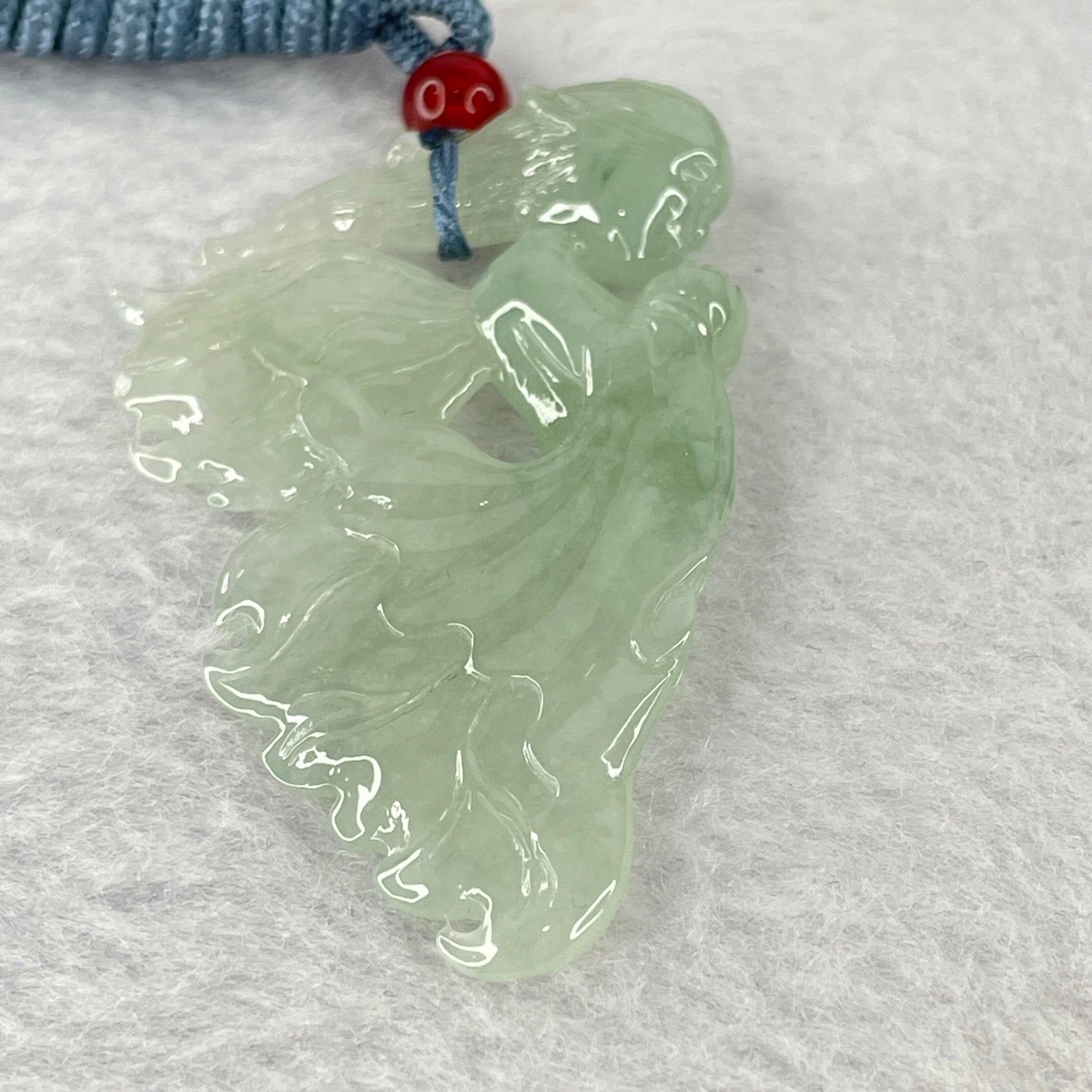 Type A Semi Icy Light Green Jadeite Fairy Pendent 14.65g 57.6 by 33.2 by 7.7mm - Huangs Jadeite and Jewelry Pte Ltd
