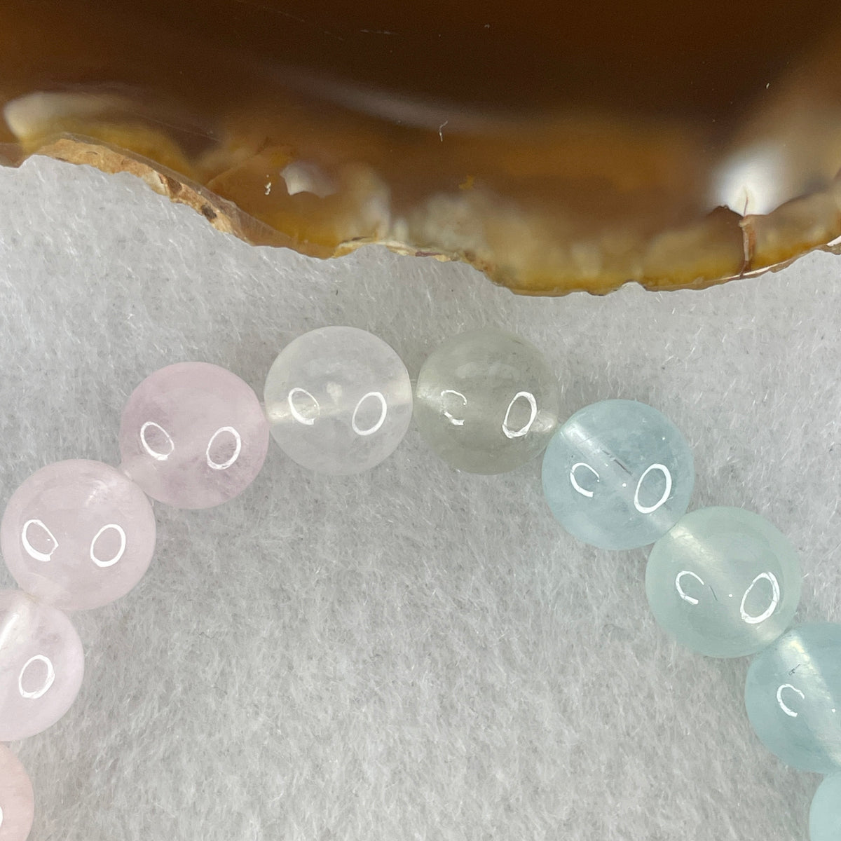 Above Average Grade Natural Multi Color Morganite Beads Bracelet | 9.4mm Pastel Harmony Amulet (23.06g | 16cm Wrist | 21 Beads)