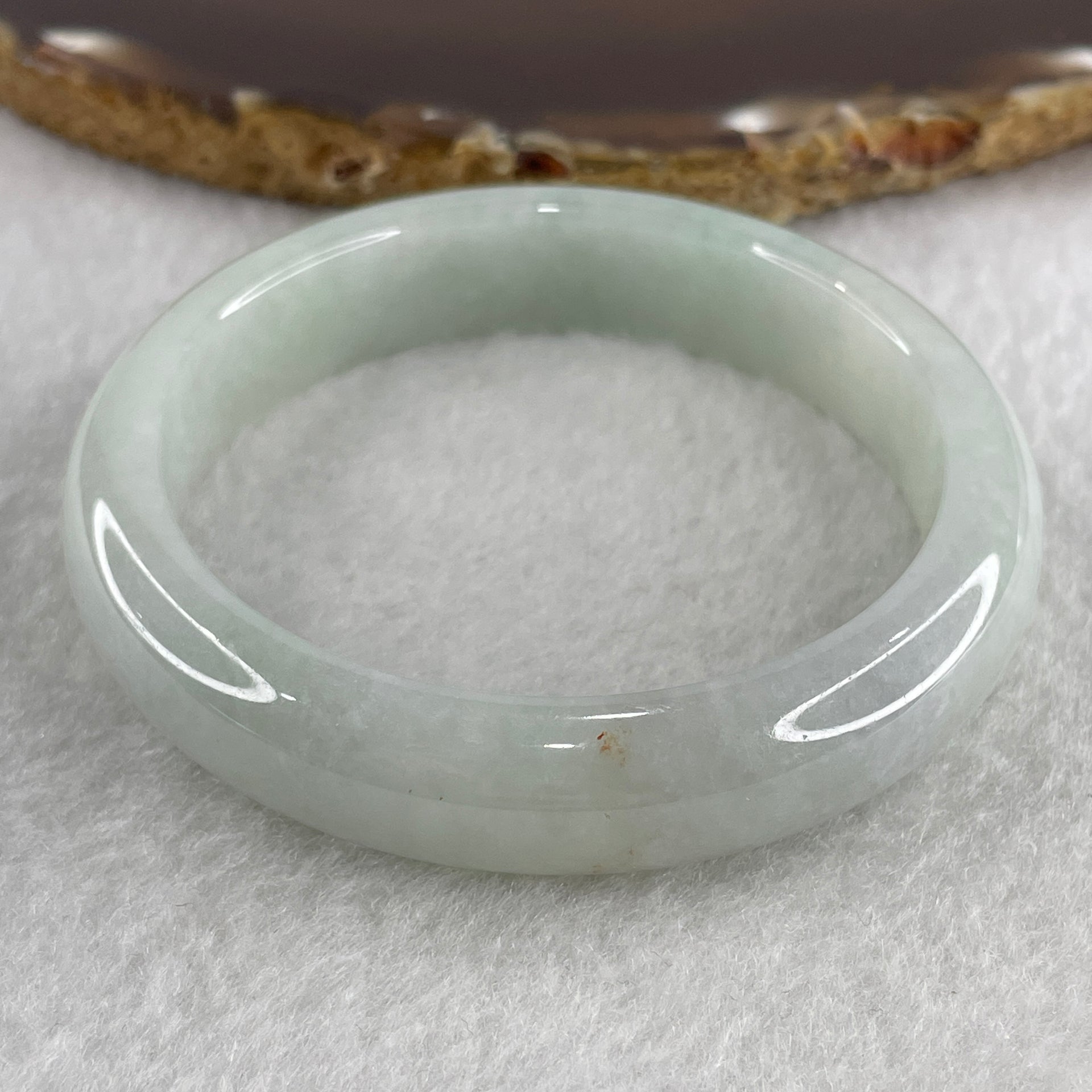Type A Blueish Green with Faint Lavender and Brownish Spot Jadeite Bangle Internal Diameter 53.8mm 47.48g 12.3 by 7.6mm (Close to Perfect ) - Huangs Jadeite and Jewelry Pte Ltd