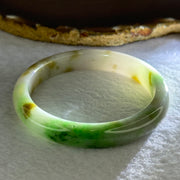 Type A Green Piao Hua and Lavender with Brown Patches Jadeite Bangle Internal Diameter 57.6mm 45.79g 11.0 by 7.8mm (Slight Internal Line) - Huangs Jadeite and Jewelry Pte Ltd