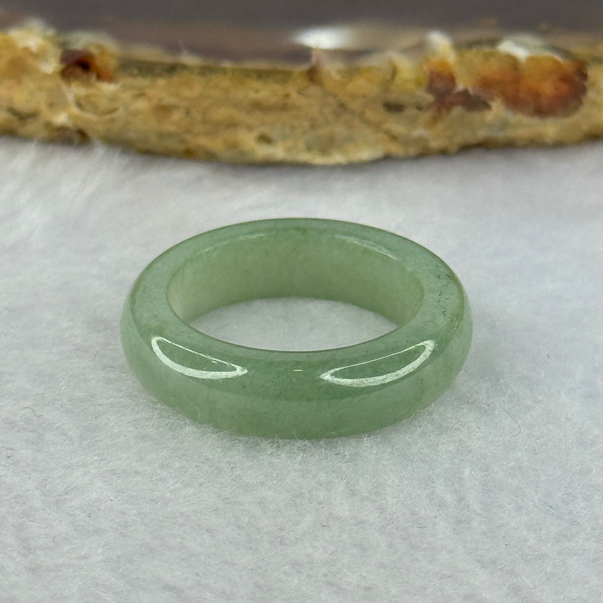 Type A Green Jadeite Ring 3.97g 6.1 by 3.8mm US7 HK15.5 - Huangs Jadeite and Jewelry Pte Ltd