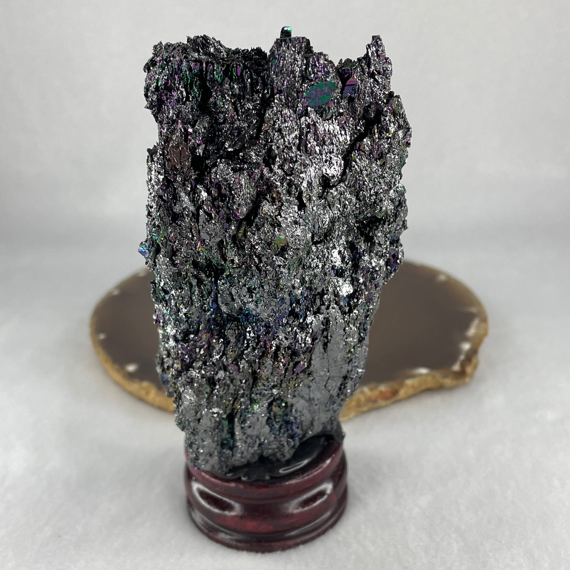 Natural-Black-Moissanite-Rough-Display-with-Wooden-Stand-363.38g-66.5-by-52.2-by-141.5mm