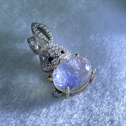 Rare Natural Blue Dumortierite Rutilated Quartz in S925 Sliver Rabbit Pendant 2.44g 10.0 by 7.3 by 5.0mm - Huangs Jadeite and Jewelry Pte Ltd