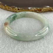 Type A Natural Jelly Light Green with Blueish Green, Red and Yellow Patches Jadeite Bangle 38.29g Inner Diameter 52.4mm 10.0 by 7.6mm (External and Internal Lines) - Huangs Jadeite and Jewelry Pte Ltd