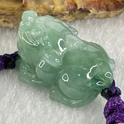 Type A Blueish Green Jadeite Male Pixiu String Bracelet 7.98g 21.8 by 14.2 by 13.1mm . - Huangs Jadeite and Jewelry Pte Ltd