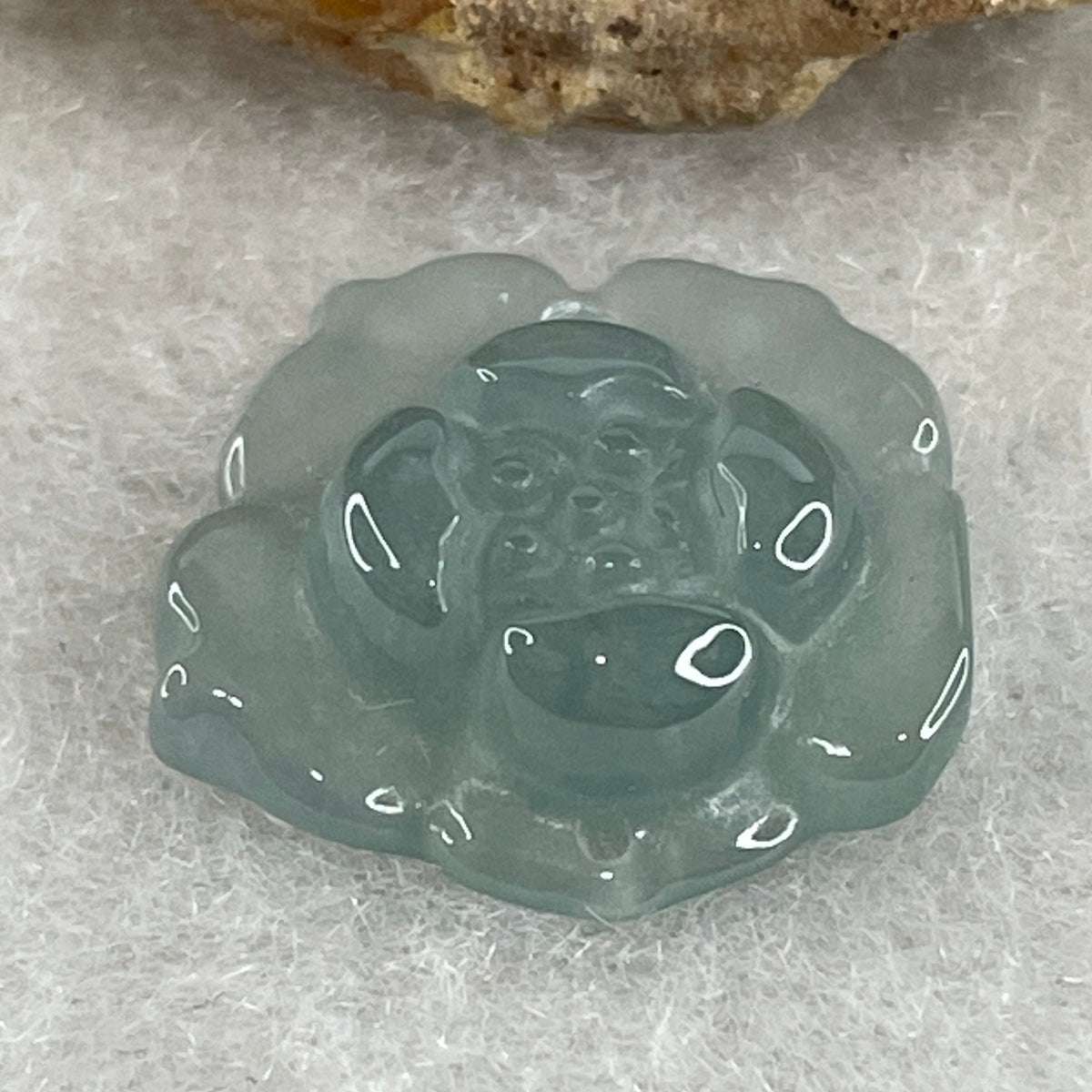 Natural Type A Greyish Green Jadeite Lotus Flower Pendant | Bloom Purity, Grounding & Serenity Talisman (1.20g | 14.8 x 13.7 x 4.1mm) - Huangs Jadeite and Jewelry Pte Ltd