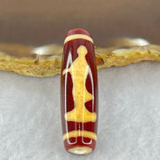 Natural Powerful Tibetan Old Oily Red and Yellowish White Agate Guan Yin Dzi Bead Heavenly Master (Tian Zhu) 观音天诛 7.95g 38.3 by 11.2mm - Huangs Jadeite and Jewelry Pte Ltd