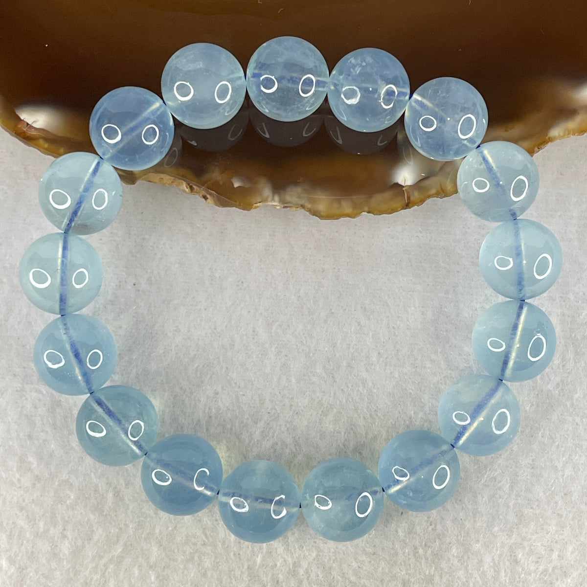 Certified Above Average Natural Aquamarine Beads Bracelet | 17.5cm with 17 Beads 12.7mm (47.81g | Ocean Blue Translucency |Throat & Third Eye Chakra Harmony, Tranquil Communication & Serene Wealth Shield)