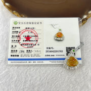Type A Yellow Jadeite Milo Buddha 11.9 by 12.6 by 3.5mm Pendent with Crystals in S925 Sliver Necklace 5.41g - Huangs Jadeite and Jewelry Pte Ltd