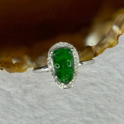 Type A Icy Green Omphasite Jadeite Gold Fish with Crystals in S925 Sliver Ring (Adjustable Size) 2.55g 10.7 by 7.1 by 3.0mm - Huangs Jadeite and Jewelry Pte Ltd