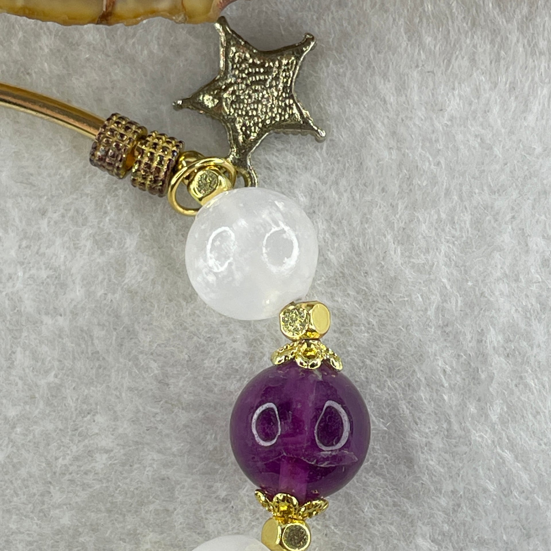 Natural Selenite with Yellow Green Grey Purple Fluorite Beads Bracelet 20.40g 11.0mm 8Beads 15cm - Huangs Jadeite and Jewelry Pte Ltd