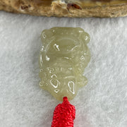 Natural Type A Light Yellowish Jadeite Cai Shen Ye God of Fortune Pendant 5.41g 29.7 by 16.7 by 6.0mm - Huangs Jadeite and Jewelry Pte Ltd