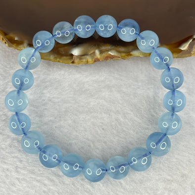 Natural Aquamarine Bracelet 天然海蓝宝石手链 22.54g 16cm 9.3mm 21 Beads - Huangs Jadeite and Jewelry Pte Ltd