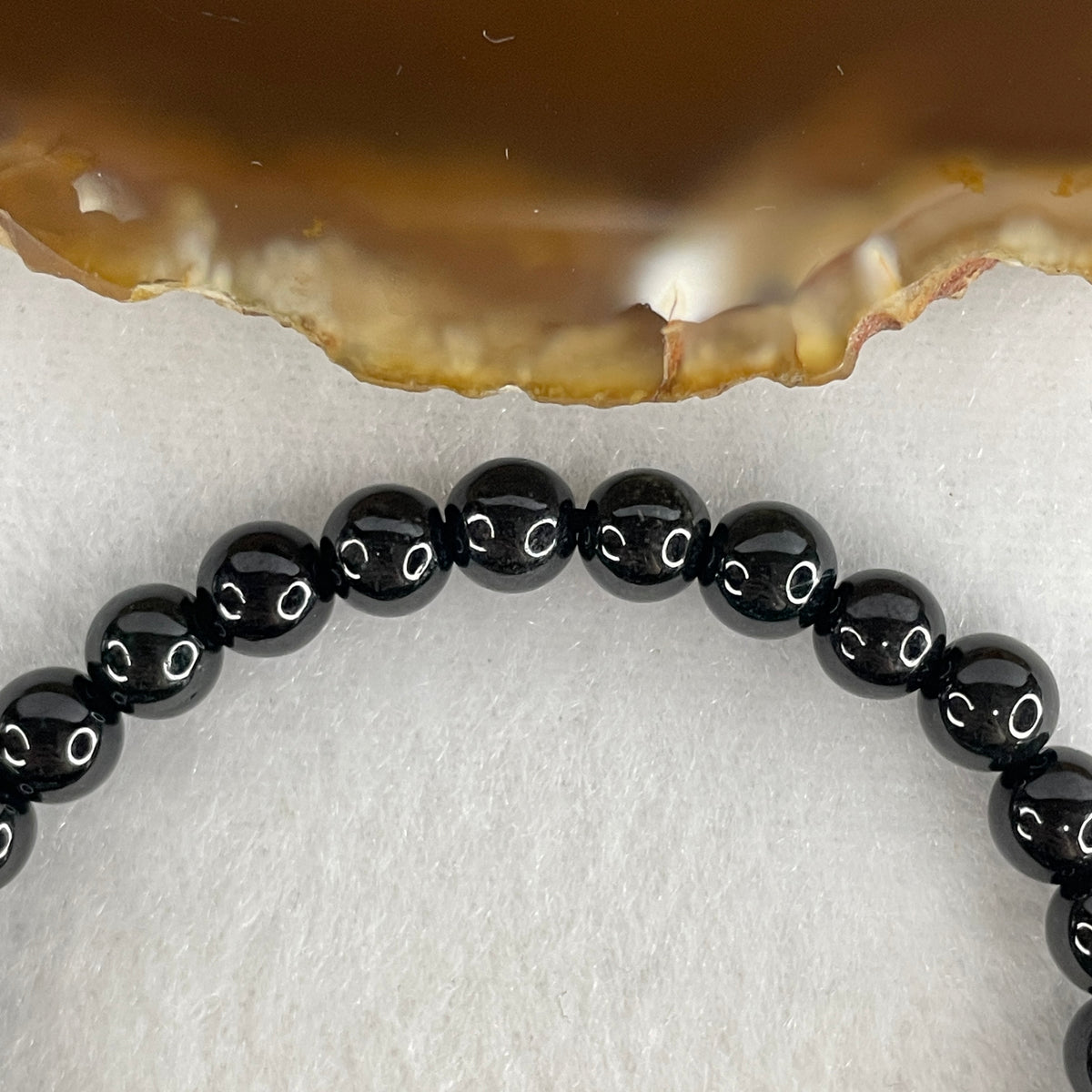 Certified Type A Black Omphacite Jadeite Bead Bracelet | (14.75g | 15.5cm Wrist| 6.6mm | 30 Beads | Synergy, Negative Energy Shield, Wealth Lock & Spiritual Power)
