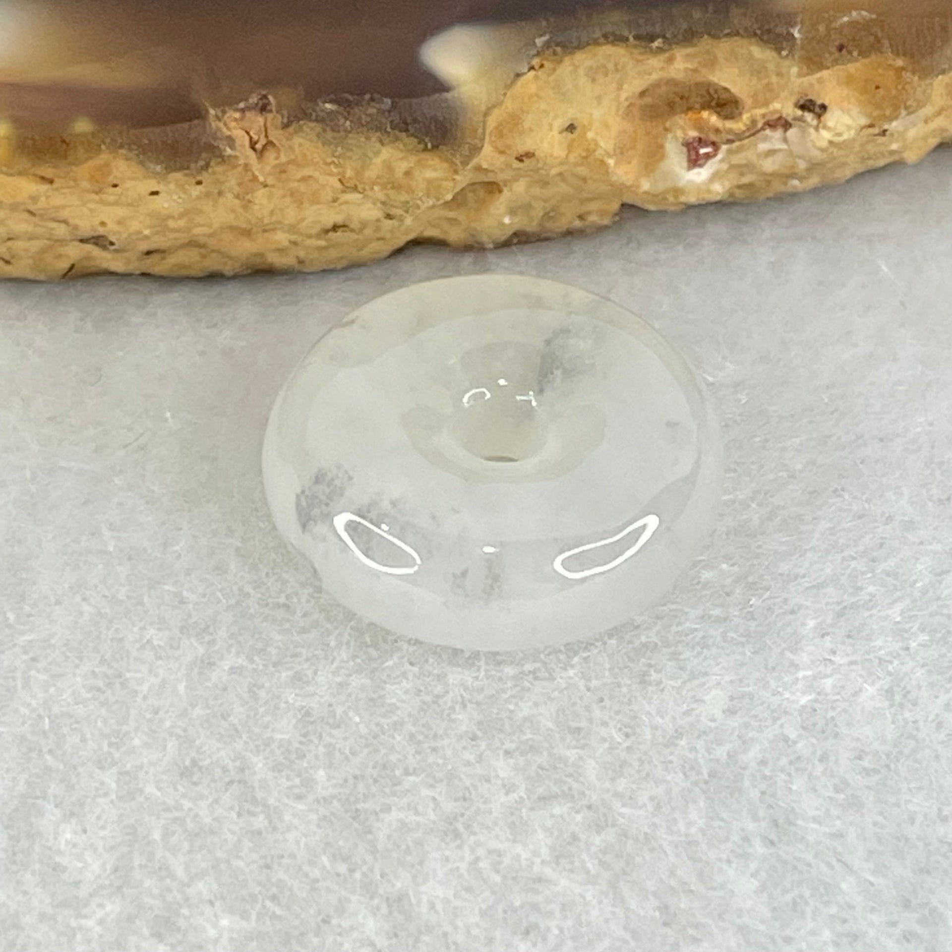 Type A Icy White Jadeite Ping An Kou Donut Charm Pendant 2.22g 14.4 by 5.0mm - Huangs Jadeite and Jewelry Pte Ltd