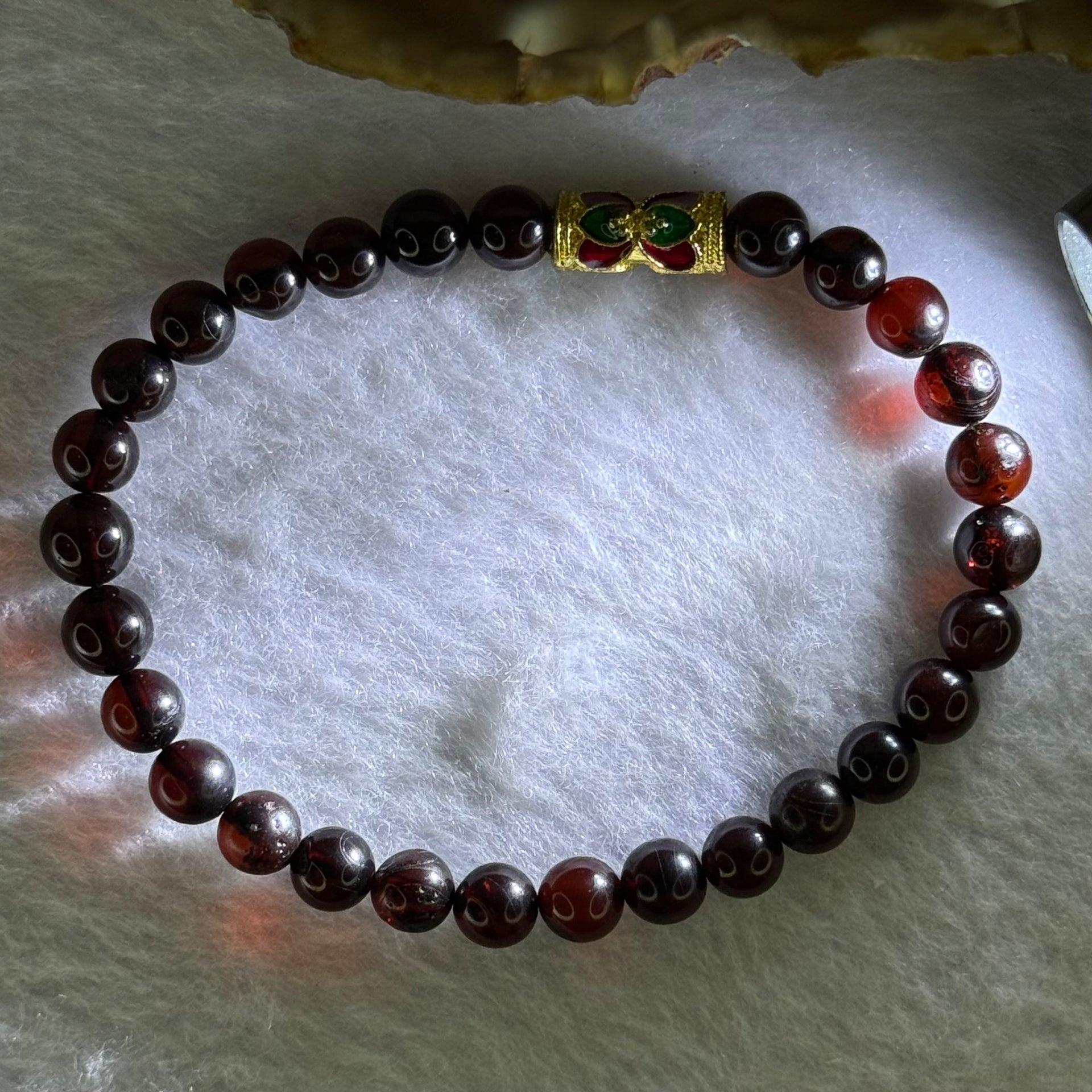 Natural Dark Red Blood Amber Beads Bracelet 天然血珀手链 5.68g 16cm 6.3mm 28 Beads - Huangs Jadeite and Jewelry Pte Ltd