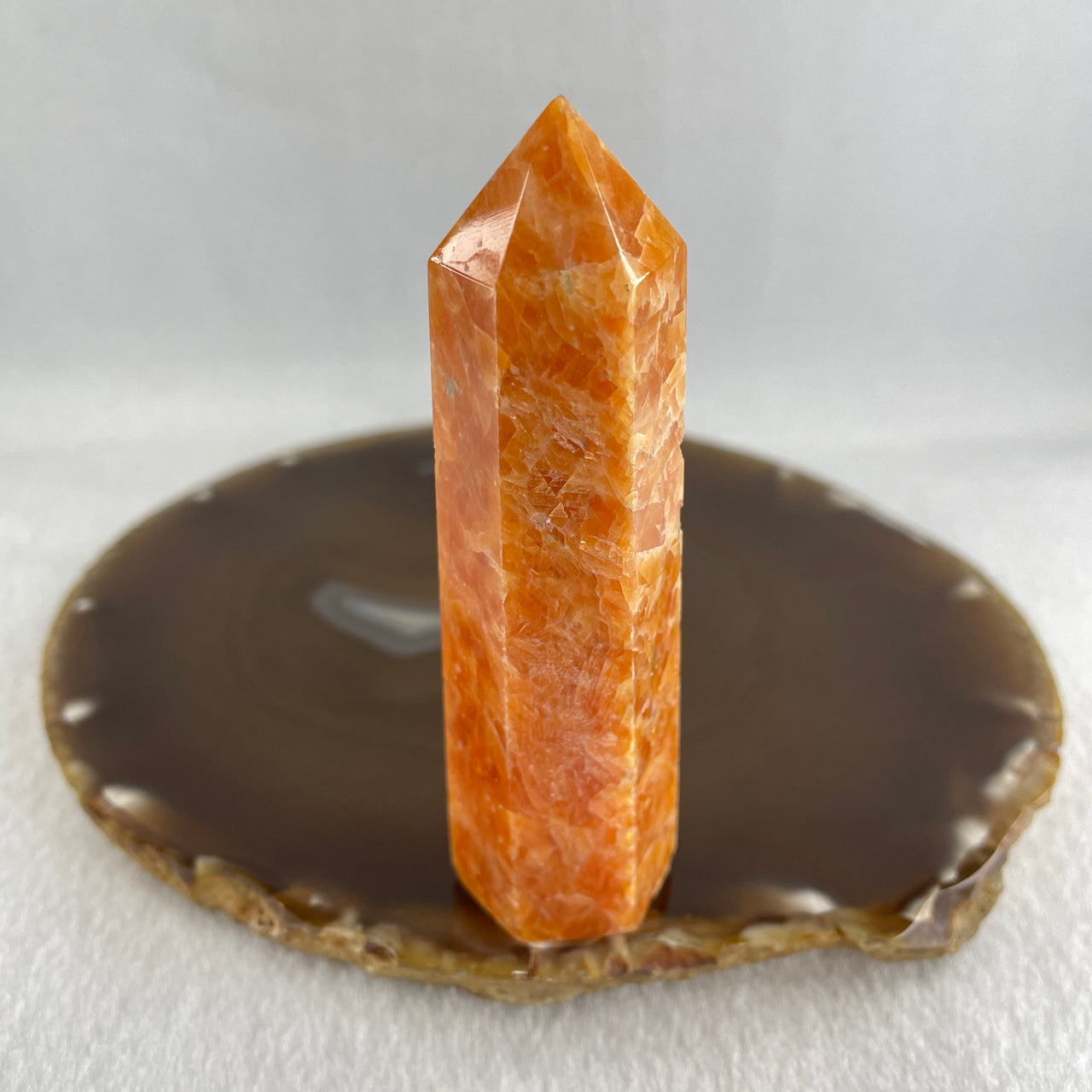 Natural Orange Calcite Quartz Tower Display 88.68g 89.1 by 26.7 by 23.2mm - Huangs Jadeite and Jewelry Pte Ltd