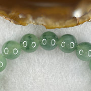 Tye A Natural Jelly Semi Icy Green with Dark Green Piao Hua Jadeite Beads Bracelet 28.75g 14.5cm 9.6mm 19 Beads - Huangs Jadeite and Jewelry Pte Ltd
