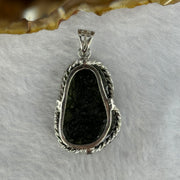 Natural Czech Republic Moldavite Meteorite Crystal in S925 Sliver Pendent 天然捷克陨石925银牌 8.60g 25.5 by 16.4 by 10.1mm - Huangs Jadeite and Jewelry Pte Ltd