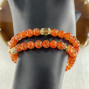 Very Good Natural Golden Sun Stone Beads with Charm Necklace 22.69g 36cm 6.3mm 51 Beads - Huangs Jadeite and Jewelry Pte Ltd