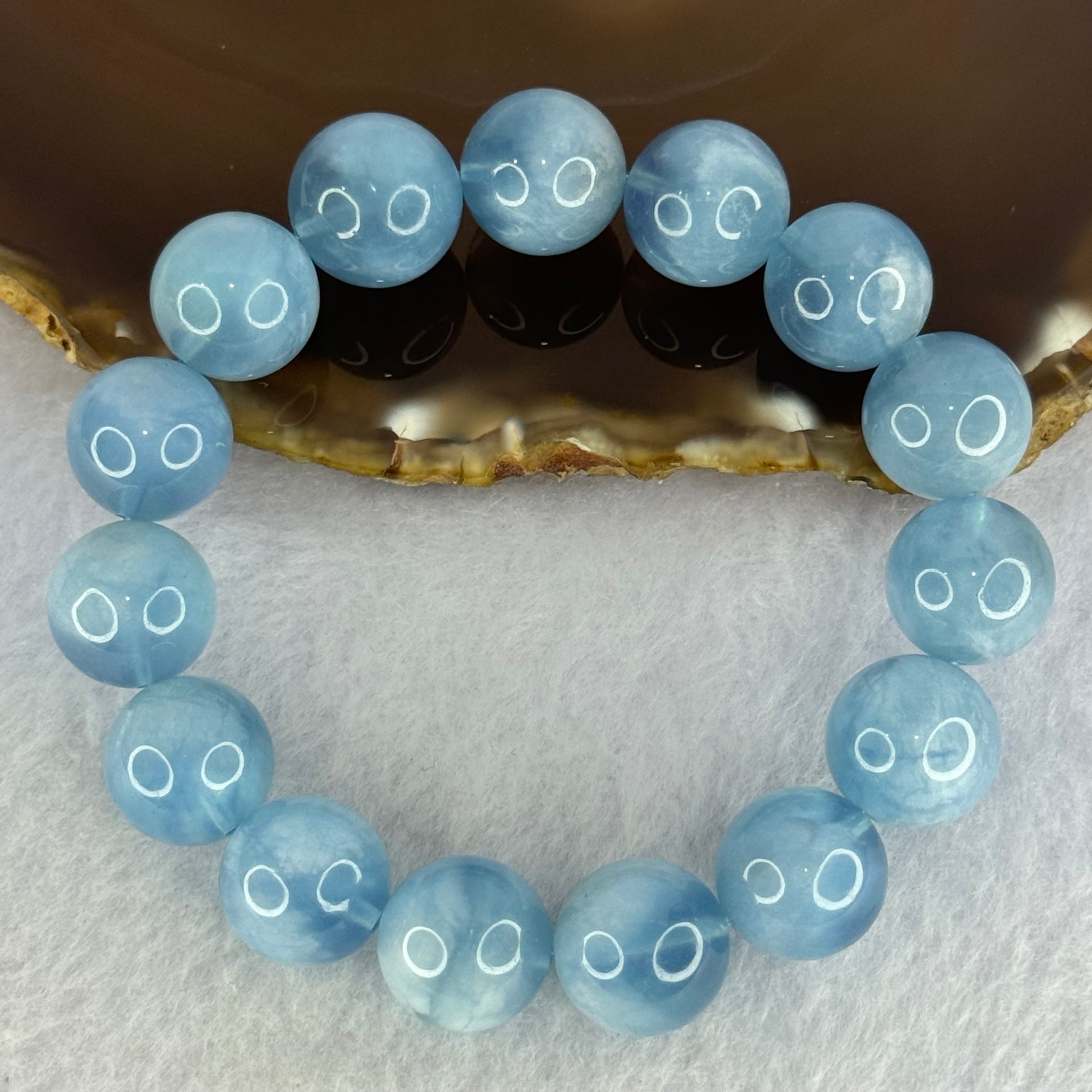 Natural Aquamarine Beads Bracelet 61.09g 18.5cm 14.8mm 15 Beads - Huangs Jadeite and Jewelry Pte Ltd