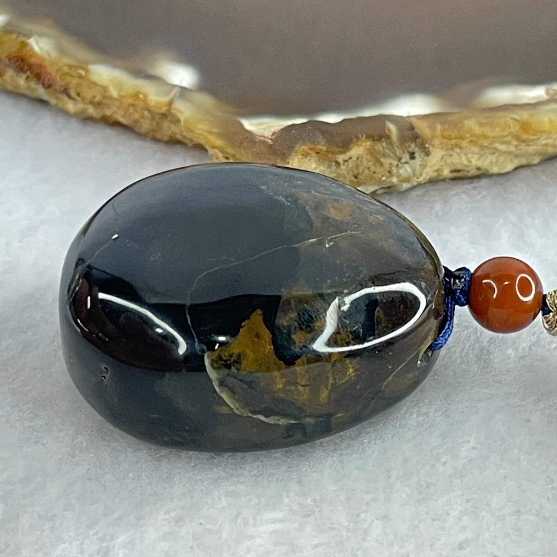 Natural Medicine Flower Amber Pendant 16.72g 36.2 by 32.5 by 17.5mm - Huangs Jadeite and Jewelry Pte Ltd