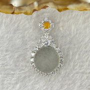 Type A High Icy Light Blueish Green Jadeite 11.9 by 3.0mm Round Wu Shi Pai Pendant with Crystals in S925 Silver Pendant 4.05g - Huangs Jadeite and Jewelry Pte Ltd