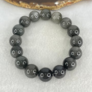 Good Grade Natural Grey Rabbit Hair Rutilated Quartz Beads Bracelet 52.45g 18cm 13.5mm 16 Beads - Huangs Jadeite and Jewelry Pte Ltd