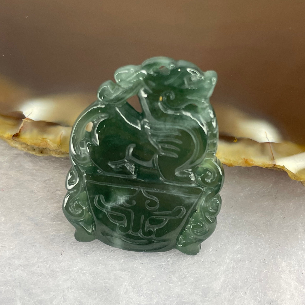 Type A Semi Icy Blueish Green Jadeite Pixiu 28.6 by 22.2 by 3.8 mm 5.30g - Huangs Jadeite and Jewelry Pte Ltd