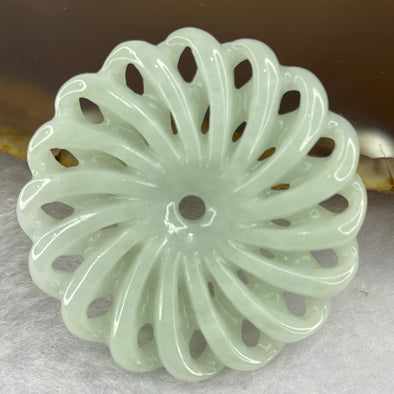 Type A Green Lavender Jadeite Windmill 36.5 by 36.5 by 5.9mm 10.59g - Huangs Jadeite and Jewelry Pte Ltd