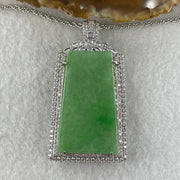 Natural Type A Apple Green Jadeite Wushipai Necklace in S925 Silver |(21.60g | 59cm S925 | 39.5 x 23.0 x 1.5mm | Unobstructed Peace & Supreme Protection Anchor, Feng Shui Prosperity & Executive Calm Necklace) - Huangs Jadeite and Jewelry Pte Ltd