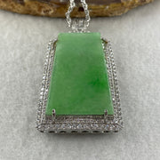 Natural Type A Apple Green Jadeite Wushipai Necklace in S925 Silver |(21.60g | 59cm S925 | 39.5 x 23.0 x 1.5mm | Unobstructed Peace & Supreme Protection Anchor, Feng Shui Prosperity & Executive Calm Necklace) - Huangs Jadeite and Jewelry Pte Ltd