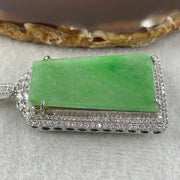 Natural Type A Apple Green Jadeite Wushipai Necklace in S925 Silver |(21.60g | 59cm S925 | 39.5 x 23.0 x 1.5mm | Unobstructed Peace & Supreme Protection Anchor, Feng Shui Prosperity & Executive Calm Necklace) - Huangs Jadeite and Jewelry Pte Ltd