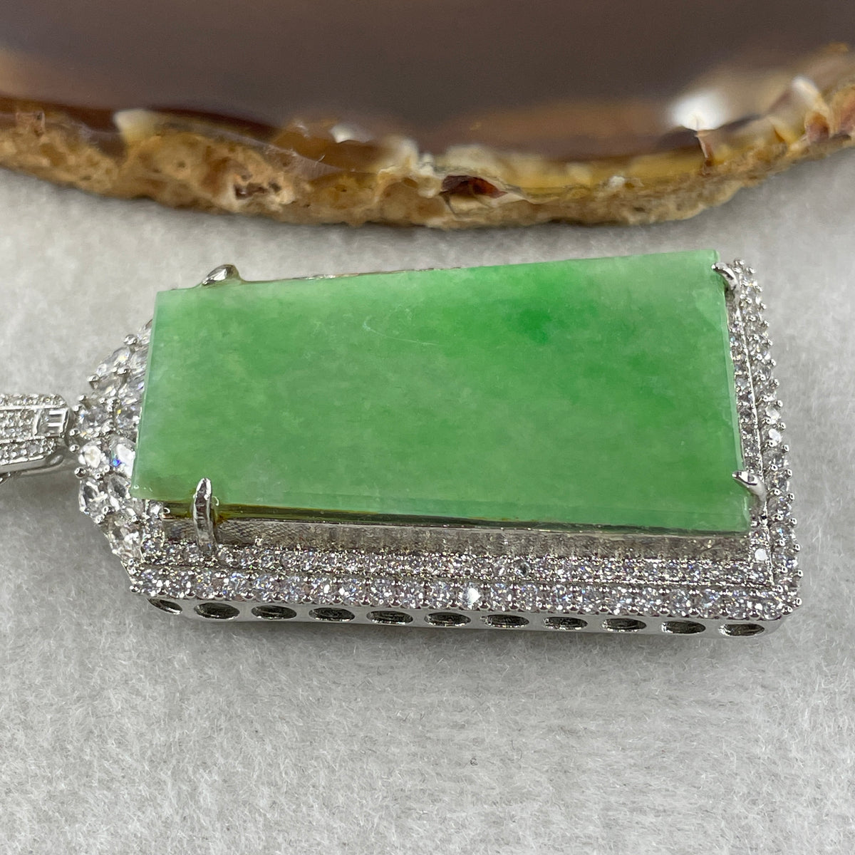 Natural Type A Apple Green Jadeite Wushipai Necklace in S925 Silver |(21.60g | 59cm S925 | 39.5 x 23.0 x 1.5mm | Unobstructed Peace & Supreme Protection Anchor, Feng Shui Prosperity & Executive Calm Necklace) - Huangs Jadeite and Jewelry Pte Ltd