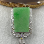 Natural Type A Apple Green Jadeite Wushipai Necklace in S925 Silver |(21.60g | 59cm S925 | 39.5 x 23.0 x 1.5mm | Unobstructed Peace & Supreme Protection Anchor, Feng Shui Prosperity & Executive Calm Necklace) - Huangs Jadeite and Jewelry Pte Ltd