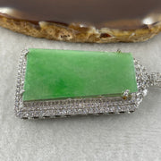 Natural Type A Apple Green Jadeite Wushipai Necklace in S925 Silver |(21.60g | 59cm S925 | 39.5 x 23.0 x 1.5mm | Unobstructed Peace & Supreme Protection Anchor, Feng Shui Prosperity & Executive Calm Necklace) - Huangs Jadeite and Jewelry Pte Ltd