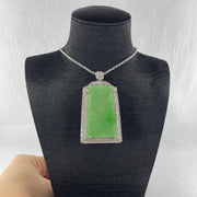 Natural Type A Apple Green Jadeite Wushipai Necklace in S925 Silver |(21.60g | 59cm S925 | 39.5 x 23.0 x 1.5mm | Unobstructed Peace & Supreme Protection Anchor, Feng Shui Prosperity & Executive Calm Necklace) - Huangs Jadeite and Jewelry Pte Ltd