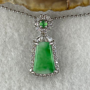 Natural Type A Apple Green Piao Hua Jadeite Wushipai Necklace in S925 Silver | (3.89g | 44cm S925 | 12.5 x 8.2 x 1.0mm | Unobstructed Peace & Supreme Protection Anchor, Feng Shui Prosperity & Delicate Charm Necklace) - Huangs Jadeite and Jewelry Pte Ltd