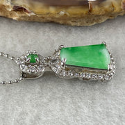 Natural Type A Apple Green Piao Hua Jadeite Wushipai Necklace in S925 Silver | (3.89g | 44cm S925 | 12.5 x 8.2 x 1.0mm | Unobstructed Peace & Supreme Protection Anchor, Feng Shui Prosperity & Delicate Charm Necklace) - Huangs Jadeite and Jewelry Pte Ltd