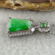 Natural Type A Apple Green Piao Hua Jadeite Wushipai Necklace in S925 Silver | (3.89g | 44cm S925 | 12.5 x 8.2 x 1.0mm | Unobstructed Peace & Supreme Protection Anchor, Feng Shui Prosperity & Delicate Charm Necklace) - Huangs Jadeite and Jewelry Pte Ltd