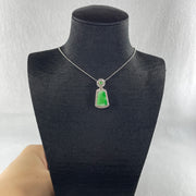 Natural Type A Apple Green Piao Hua Jadeite Wushipai Necklace in S925 Silver | (3.89g | 44cm S925 | 12.5 x 8.2 x 1.0mm | Unobstructed Peace & Supreme Protection Anchor, Feng Shui Prosperity & Delicate Charm Necklace) - Huangs Jadeite and Jewelry Pte Ltd