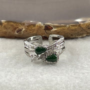 Natural Type A Omphacite Green Jadeite Double Hulu Adjustable Ring in S925 Silver | (4.94g | Adjustable | 6.0 x 3.8 x 1.5mm | Doubled Abundance & Longevity Anchor, Feng Shui Prosperity & Executive Charm Ring) - Huangs Jadeite and Jewelry Pte Ltd