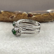 Natural Type A Omphacite Green Jadeite Double Hulu Adjustable Ring in S925 Silver | (4.94g | Adjustable | 6.0 x 3.8 x 1.5mm | Doubled Abundance & Longevity Anchor, Feng Shui Prosperity & Executive Charm Ring) - Huangs Jadeite and Jewelry Pte Ltd