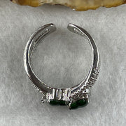 Natural Type A Omphacite Green Jadeite Double Hulu Adjustable Ring in S925 Silver | (4.94g | Adjustable | 6.0 x 3.8 x 1.5mm | Doubled Abundance & Longevity Anchor, Feng Shui Prosperity & Executive Charm Ring) - Huangs Jadeite and Jewelry Pte Ltd