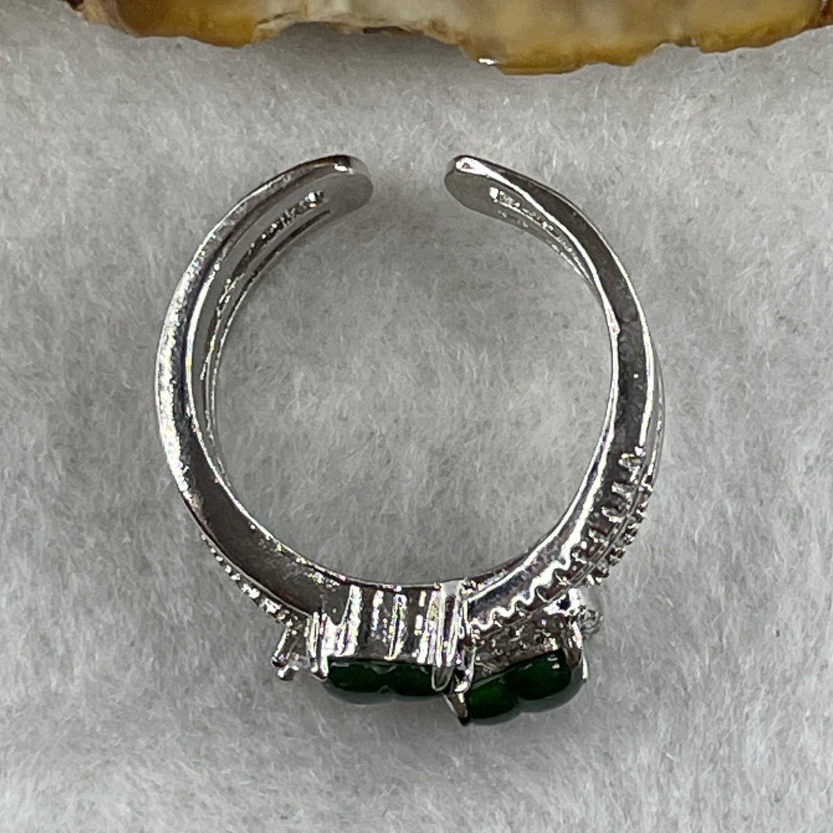Natural Type A Omphacite Green Jadeite Double Hulu Adjustable Ring in S925 Silver | (4.94g | Adjustable | 6.0 x 3.8 x 1.5mm | Doubled Abundance & Longevity Anchor, Feng Shui Prosperity & Executive Charm Ring) - Huangs Jadeite and Jewelry Pte Ltd